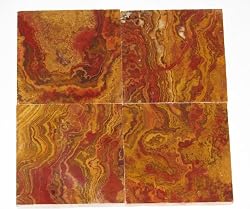 4x4 Multi Red Onyx Subway Brick Polished Tiles for Backsplash, Shower Walls, Bathroom Floors