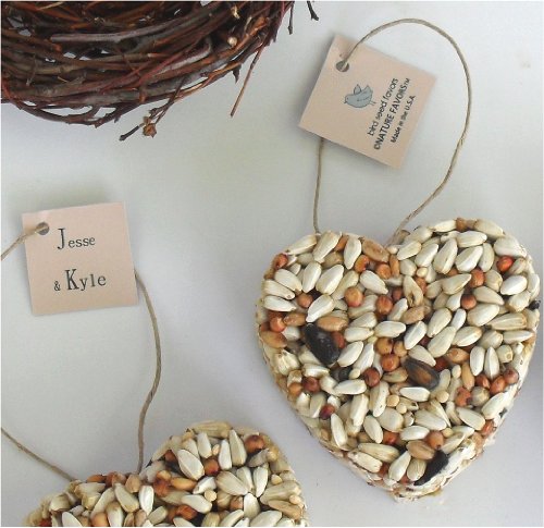 Bird Seed Heart Wedding Favors, Bridal Shower Favors, Centerpiece Favor Decorations, Free Personalized Tags (Qty. 12)