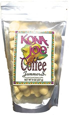 White Chocolate Covered Kona Coffee Beans Kona Joe Coffee Jammers 8oz Bag.