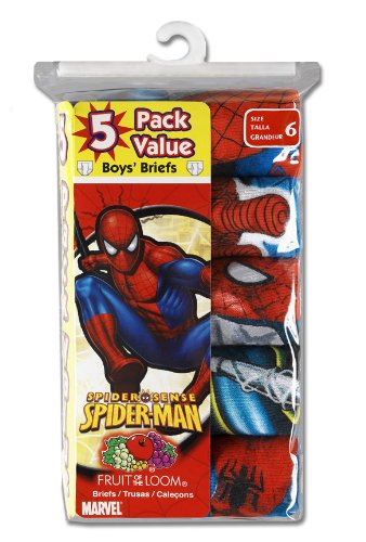 Fruit of the Loom Boys 2-7 5-Pack Spiderman Briefs Prints,Multi,6