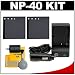 (2) CTA NP-40 Rechargeable Li-ion Batteries + Mini Battery Charger + Cleaning Kit for Casio Exilim EX-FC100, EX-FC150, EX-Z100, EX-Z200, EX-Z300, EX-Z400, EX-Z450, EX-Z1050, EX-Z1080 & EX-Z1200 Digital Cameras