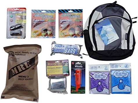 Custom Kids Emergency Survival Kit - For Tough Kids - MRE's, Pelican Light, ReadiMask - USA Made
