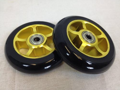 Metal Core Scooter Wheels 100mm BLACK and YELLOW RAZOR FREE Bearings(101022072144)