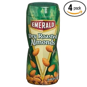 Emerald Nuts Dry Roasted Almonds, 11-Ounce Canisters (Pack of 4) by Emerald