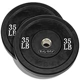 35 LB Solid Rubber Weight Plates Black Pair