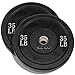 35 LB Solid Rubber Weight Plates Black Pair