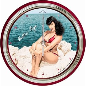Centric HWC4BP Bettie Page on Beach Wall Clock
