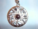 Large Ornate Garnet Pentagram Pendant