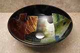 VGS91 Bathroom Lavatory Glass Vessel Sink with drain and mounting ring