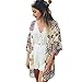 ZEAMO Women Flowy Sheer Crop Sleeves Loose Chiffon Kimono Cardigan Blouse Top (X-Large, Diamond Check)