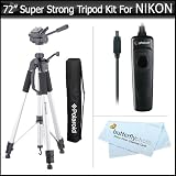Pro 72 Super Strong Tripod w/ Case + Remote Switch For Nikon D3200 D3100 D5000 D7000 D5100 D90 DSLR Digital Camera + ButterflyPhoto MicroFiber Cleaning Cloth