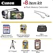 Canon FS300 Flash Memory Camcorder (Silver) With Essential Flash Memory Accessory Kit Package Includes 8GB Memory, 3 Hour Batttery & Rapid Charger, HDMI Cables, Carrying Case + Tripod + More