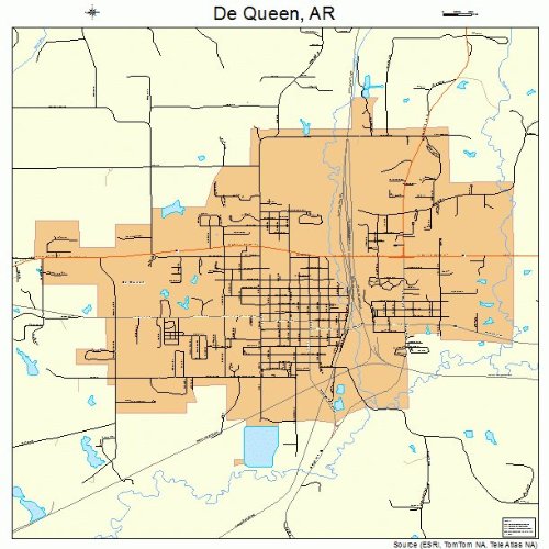 Street & Road Map of De Queen, Arkansas AR - Printed small size atlas of your home town