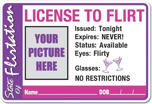 Divorce Party License To Flirt Button 2" X 3-0.38" [156 Pieces] *** Product Description: This Cheesy Yet Clever Rectangular Accessory Button Is Meant For Divorce Or Single Again Parties And Has "License To Flirt" Printed On It. Dimensions: 2" X 3 ***
