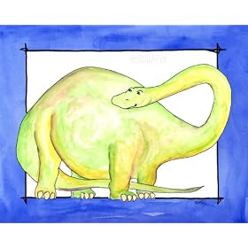Dinosaur Shy Guy- green dino - Jurassic Series- By Serena Bowman 8 X10 Wall ART Print by Oh How Cute Baby