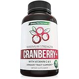 Cranberry + for Maximum Urinary Tract Support - Non GMO & Gluten Free Antioxidant Formula to Fight Infection & Immune System Support - Vitamin C & E for Bladder & Kidney Health - Once Daily Softgels