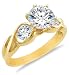 Cheap Size 12.5 – Solid 14k Yellow Gold Round Brilliant Cut Solitaire with Round Side Stones Highest Quality CZ Cubic Zirconia Engagement Ring 2.0ct. On Sale