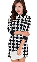 Checkered Print Plaid Print Short Sleeves Bodycon Dress 