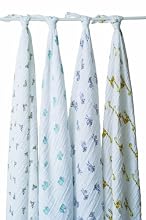 Aden + Anais 100% Cotton Muslin Swaddle Wrap, Jungle Jam, 4 Pack