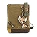 Chala Patch Cross-Body Women Handbag, Canvas Messenger Bag - Chihuahua - Olive
