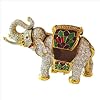 Swarovski Crystals! Indian Elephant Box w/ Howdah Saddle Blanket 24K Gold Jewelry, Trinket, Pill Box Figurine comes with Certificate of Authenticity