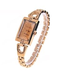 (JULIUS) Stylish Bracelet Quartz Watch Hand Chain Watch Wrist Watch Timepiece with Square Case for Lady Woman Girls - Coffee SWWM1-124241