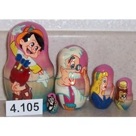 Pinocchio Russian Nesting Nested Stacking Doll 5 Pc / 4 in #4.105