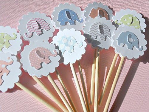 Elephant Cupcake Toppers - Baby Shower Cupcake Toppers