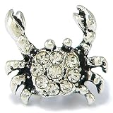 Clear Crystal Crab Charm for Pandora Braclets - by Olympia Beads & Charms - Compatible for Pandora, Troll, Biagi, Chamilia Bracelets & Necklaces