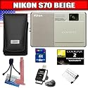 Nikon Coolpix S70 12.1MP Digital Camera with 3.5-inch OLED Touch Screen and 5x Wide Angle Optical Vibration Reduction (VR) Zoom (Champagne & Beige) Package 3