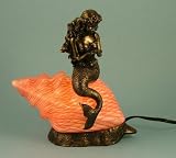 Tropical TiKi Mermaid Conch Sea Shell Glass Table Desk Lamp