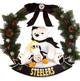Pittsburgh Steelers Bear & Penguin Door Christmas Wreath