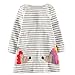 Little Girls Spring Long Sleeve Striped Hedgehog A-line Dress