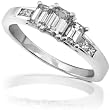1.00 ctw Three Stone Emerald & Princess Cut Diamond Engagement Ring in 14kt White Gold