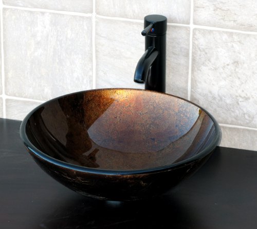 Why Should You Buy Bathroom Artistic round Ch9052combo Glass Vessel Sink with Oil Rubbed Bronze Faucet+drain