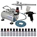 MASTER 2-Airbrush Cake Decorating Airbrush Kit, 12-each 0.7 Airbrush Food Colors Set With Airbrush Depot 1 Year Warranty Tankless Compressor and 6 Foot Air Hose Set