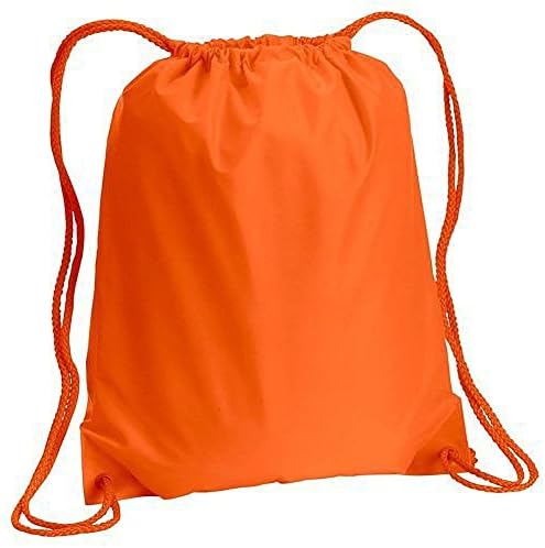 Drawstring Cinch Sack Backpack School Tote Gym Beach Travel Bag ORANGE