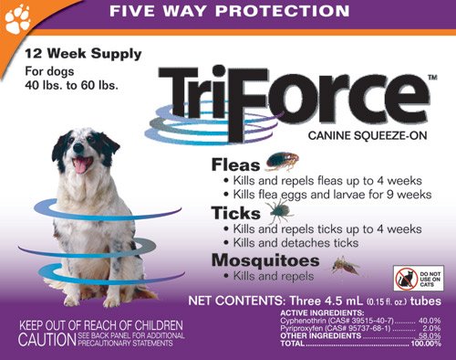 TriForce Squeeze-On - Dogs 40 to 60 lbs - 12 Week Supply