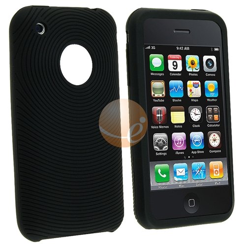 Black Textured Silicone Skin Case for Apple iPhone iPhone 3G 8GB 16GB