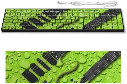Green Artistic Electric Rock Guitar Keyboard Customized Made to Order Support Ready 16 7/8 inch (430mm) x 4 7/8 inch (125mm) x 15/16 inch (25mm) High Quality Liil Key board Boards desktop laptop Key_board comfortable computer accessories cute gaming gear
