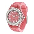 Geneva Platinum CZ Accented Silicone Watch, Small Face