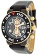 Adee Kaye #AK8026-MGIPB Men's Black IP with Gold Trim Sports Chronograph Watch