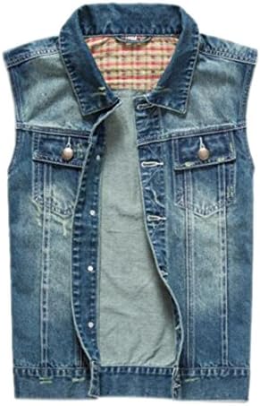 TM Mens Fringe Vintage punk Hip-hop Motorcycle Washed Jean Denim Vest