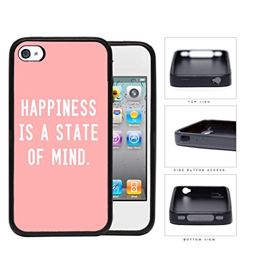 Happiness is a State of Mind Quote with Light Pink Background Rubber Silicone TPU Cell Phone Case Apple iPhone 4 4s