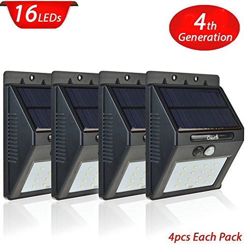 4 pack solar light with motion sensor, crazyfire® 16 b…