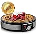 MegaChef Round Stainless Steel Crepe and Pancake Maker Breakfast Griddle, 12 Inch Diameter, Black and Silver Chrome