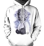 Marilyn Monroe Mens Sweatshirt, Officially Licensed Glamour Design Mens Pullover Hooded Sweater, X-Large, Lt-Gray