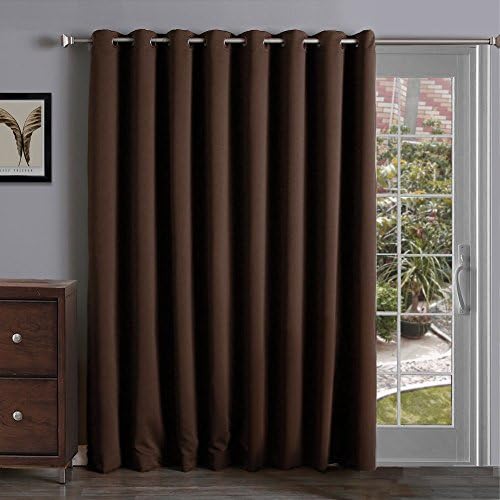 Onlycurtain Thermal Insulated Blackout Patio Door Curtain Panel, Sliding Door Curtains Grommet Ring Top 100W x 84L Inches - Chocolate