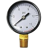 Interstate Pneumatics G2012-015 2 Inch 15 PSI - 1/4 Inch NPT Bottom Mount Pressure Gauge