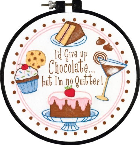 Neww Learn-A-Craft I'm No Quitter Stamped Cross Stitch Kit-6"" Round Neww